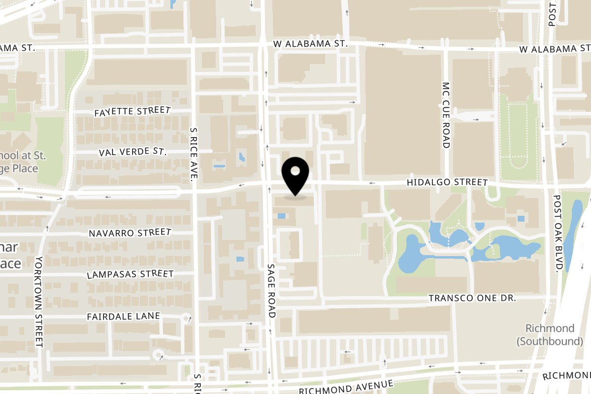 Map showing the location of kabab n sharab on 3055 Sage Rd unit 170 in Houston